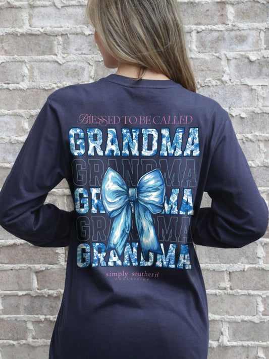 Blue Grandma Bow Long Sleeve -