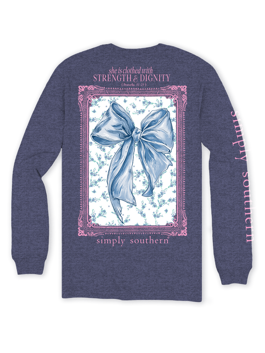 Blue Bow Proverbs 31:25 Long Sleeve -