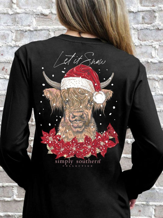 Let It Snow Highlander Cow Long Sleeve