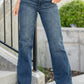 Dark Wash Mid Rise Straight Leg Jean -