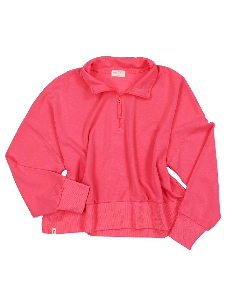 Pink Cropped Quarter Zip Pullover -