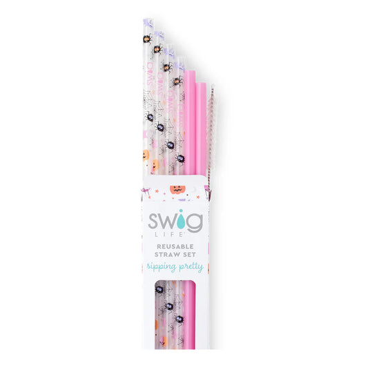 Sweet and Spooky + Pink Reusable Straw Set