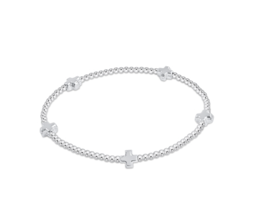 Signature Cross Small Sterling Silver 2mm Bead Bracelet