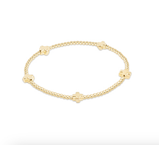 Signature Cross Small Gold 2mm Bead Bracelet