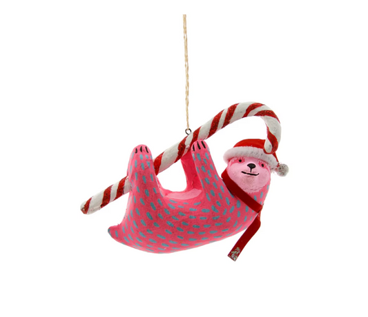 Candy Cane Sloth Ornament