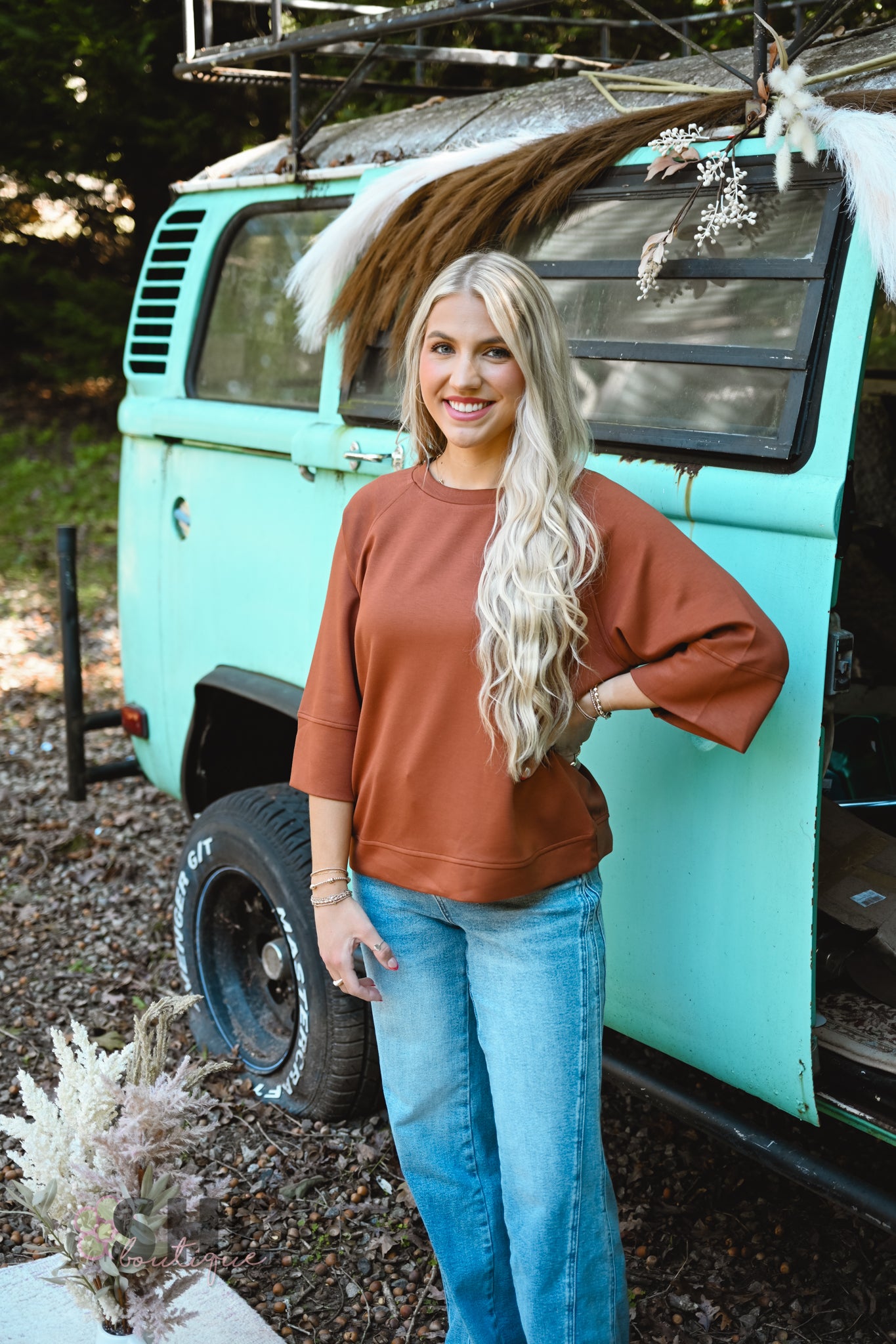 Evening Stroll Pullover Top - Terracotta -