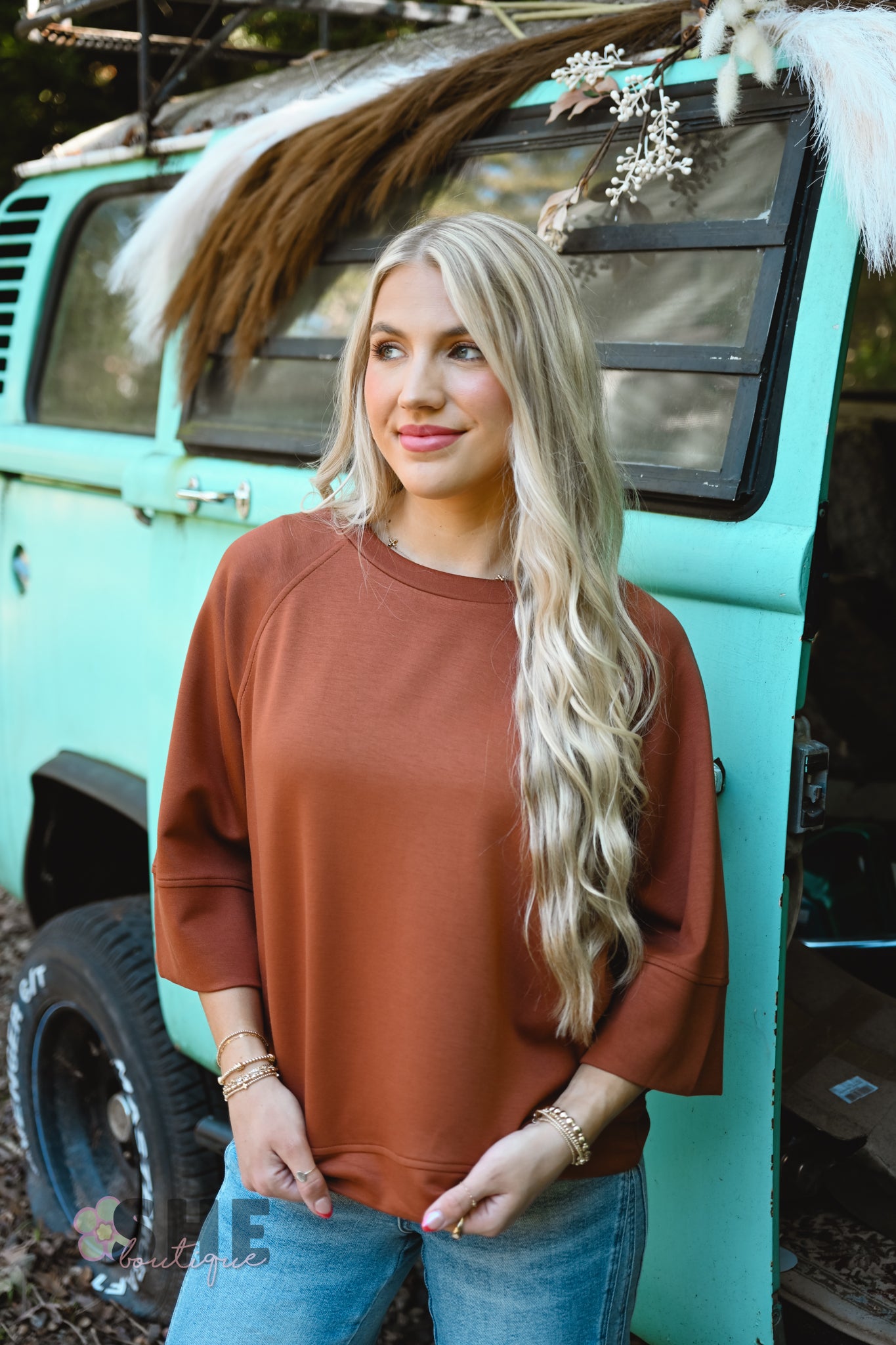 Evening Stroll Pullover Top - Terracotta -