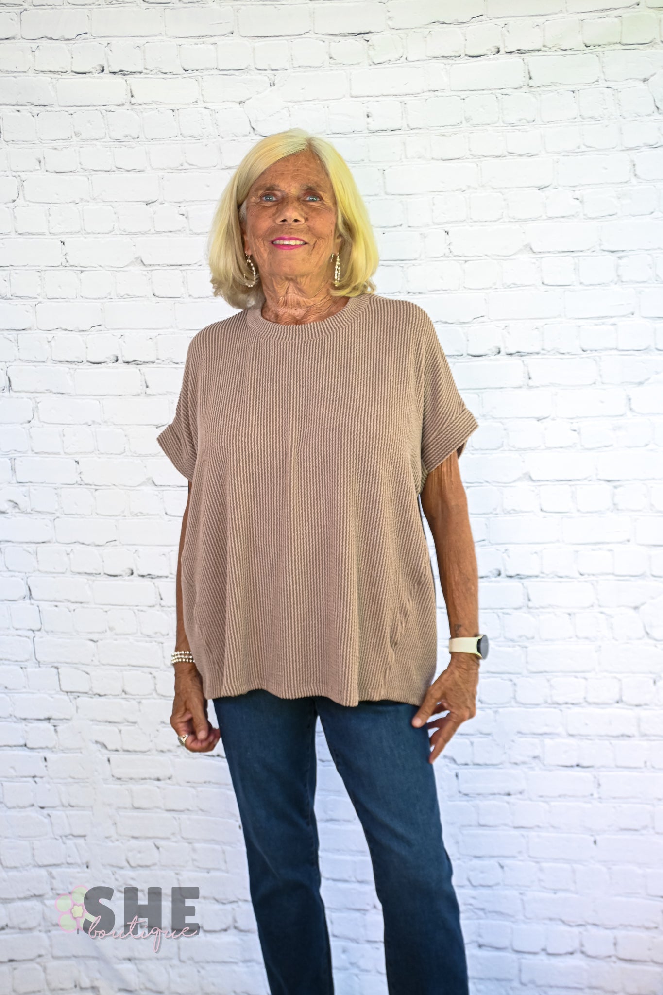 Starting Fresh Taupe Top -