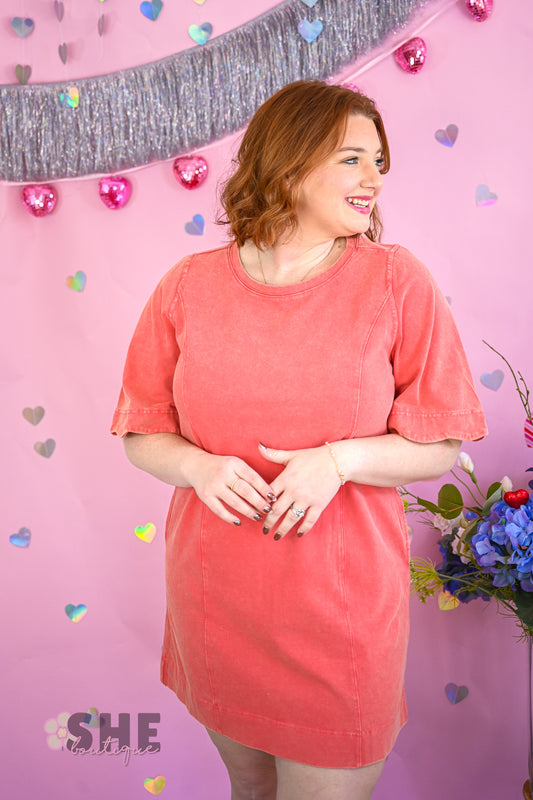 Papaya Mineral Wash Tshirt Dress