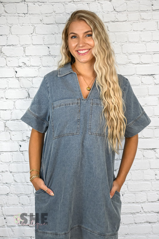 Try Again Denim Dress -