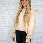 Cream Cropped Hoodie -