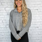 Grey Cropped Quarter Zip Pullover -