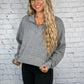 Grey Cropped Quarter Zip Pullover -