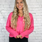 Pink Cropped Quarter Zip Pullover -