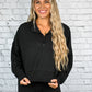 Black Cropped Quarter Zip Pullover -