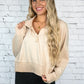 Cream Cropped Quarter Zip Pullover -