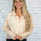 Cream Cropped Quarter Zip Pullover -