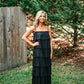 Ruffled Down Black Dress -