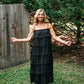 Ruffled Down Black Dress -