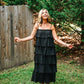 Ruffled Down Black Dress -