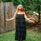 Ruffled Down Black Dress -