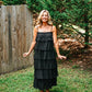 Ruffled Down Black Dress -