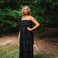 Ruffled Down Black Dress -