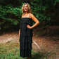 Ruffled Down Black Dress -