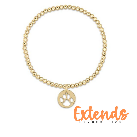 EXTENDS Classic Gold 3mm Paw Print Charm Bracelet