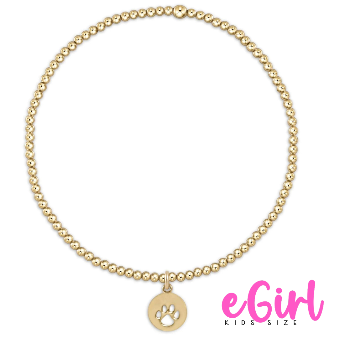 EGIRL Classic Gold 2mm Paw Print Disc Bead Bracelet (KIDS)