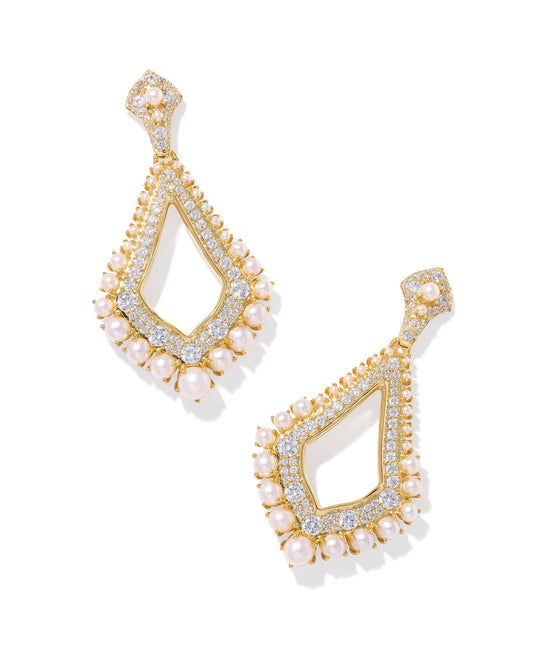 KRISTA STATEMENT EARRINGS GOLD WHITE MIX