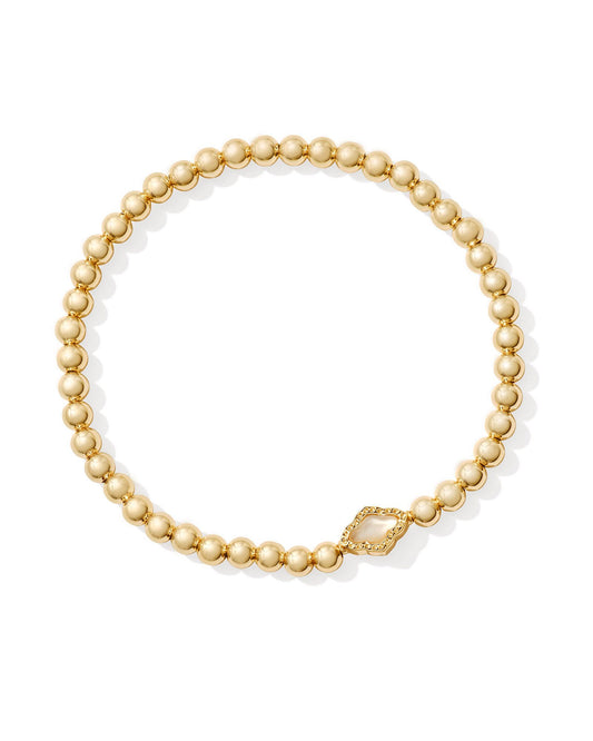 Abbie Beaded Stretch Bracelet Gold Natural MOP