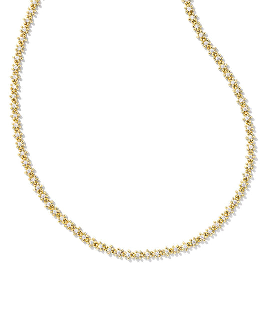 NYDIA STRAND NECKLACE IN GOLD WHITE CRYSTAL