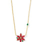 POINSETTIA SHORT PENDANT NECKLACE GOLD RED MIX