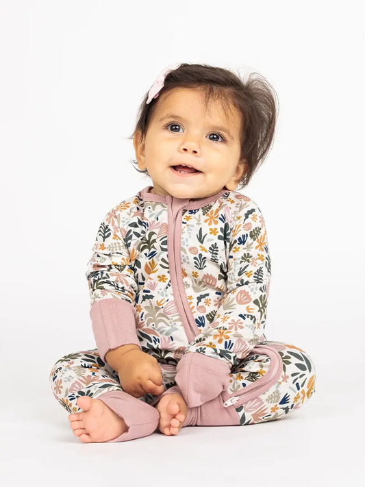 Tropical Paradise Boho Bamboo Convertible Baby Pajamas