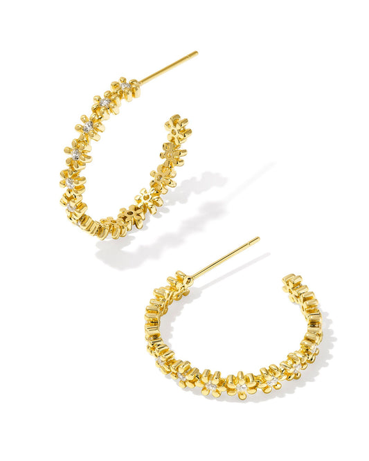 NYDIA HOOP EARRINGS IN GOLD WHITE CRYSTAL