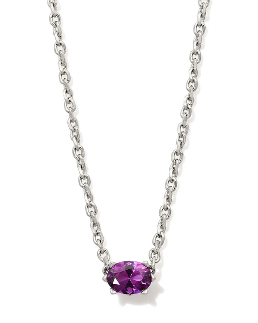 Cailin Pendant Necklace Rhodium Purple Crystal