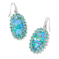 DANI COLOR BURST FRAME DROP EARRINGS IN SILVER BRONZE VEINED AQUA MAGNESITE