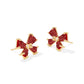 BLAIR BOW SMALL STUD EARRINGS GOLD BRIGHT RED DRUSY