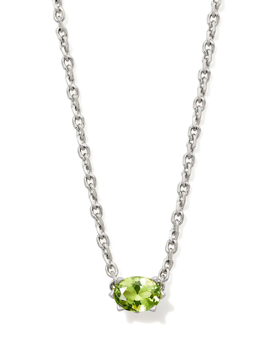 Cailin Pendant Necklace Rhodium Green Peridot Crystal