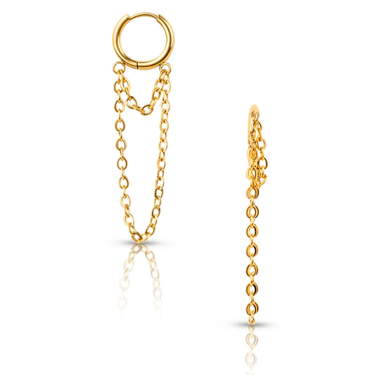 Kira Gold Drop Chain Huggie Hoop Earring 561