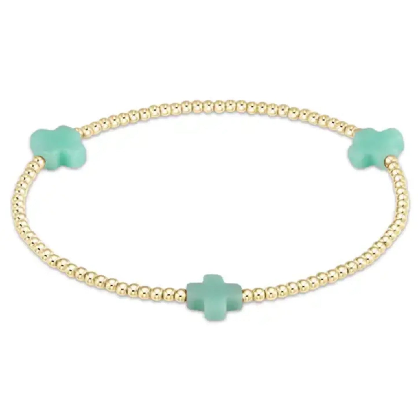 Signature Cross 2mm - Mint Gold