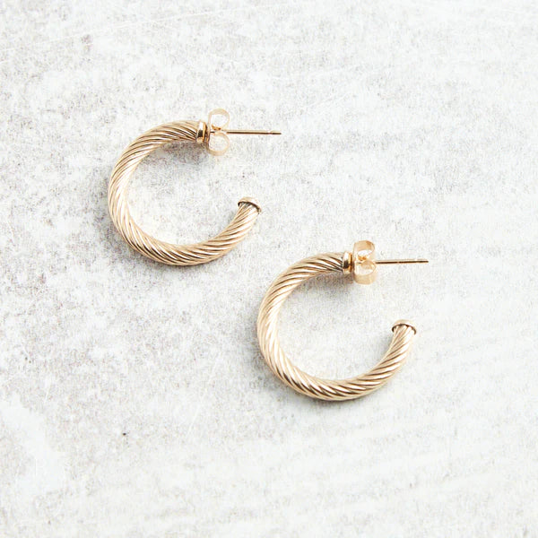 Gold 1.125 Textured Twist Hoop