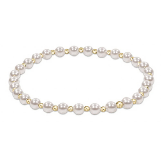 Classic Pearl Gold Grateful 4mm Bead Bracelet