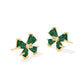 BLAIR BOW SMALL STUD EARRINGS GOLD EMERALD DRUSY