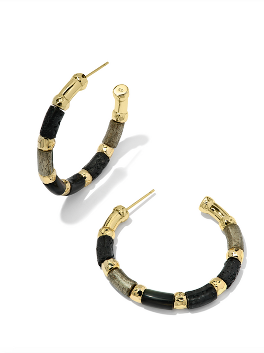 GIGI HOOP EARRINGS IN GOLD BLACK MIX