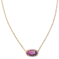 ELISA COLOR BURST FRAME SHORT PENDANT NECKLACE IN GOLD BRONZE VEINED VIOLET MAGNESITE