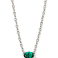 Cailin Pendant Necklace Rhodium Green Crystal