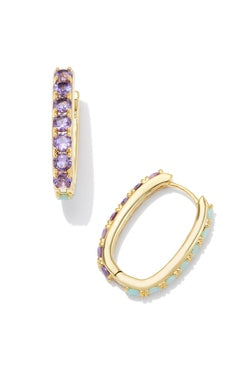 CHANDLER HOOP EARRINGSGOLD GREEN LILAC MIX