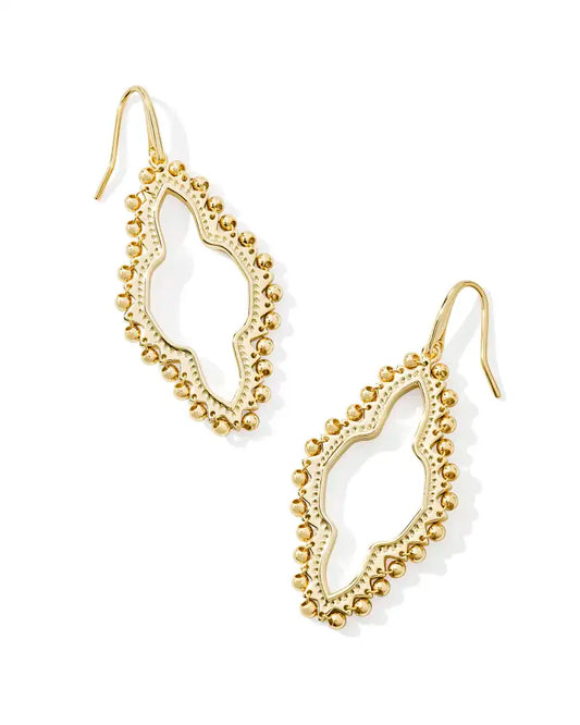 Abbie Beaded Open Frame Earring Gold Metal